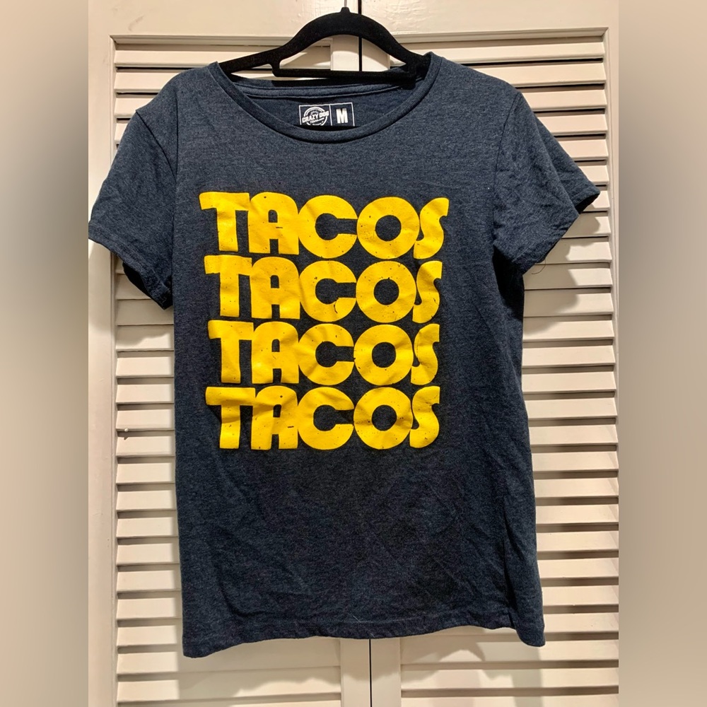 Navy & Yellow Taco Tee. SIZE MEDIUM.